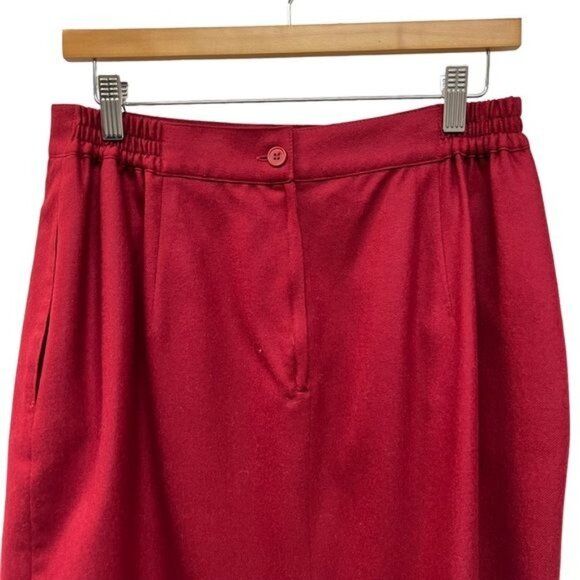 Amanda Smith Vintage 80's Red Wool Pencil Skirt - Picture 5 of 6
